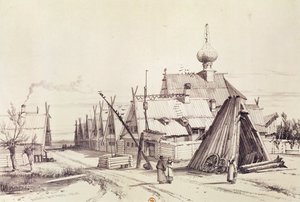 Village on route to Moscow, illustration from 